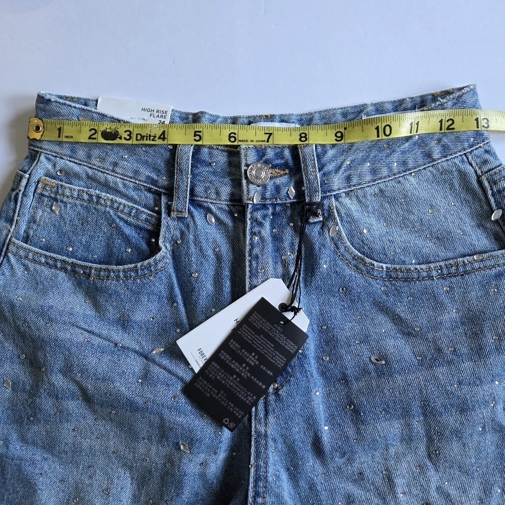 Embellished Slim Fit Flared Blue Jeans - Picture 6 of 10
